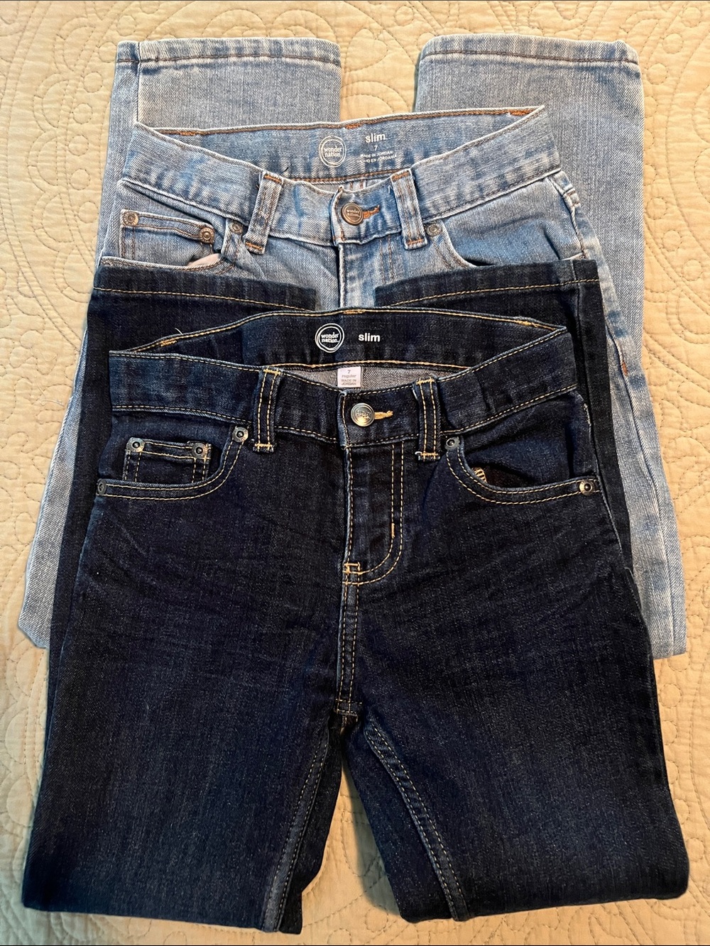 Wonder Nation Kids Slim Jeans - Dark Blue & Light Blue